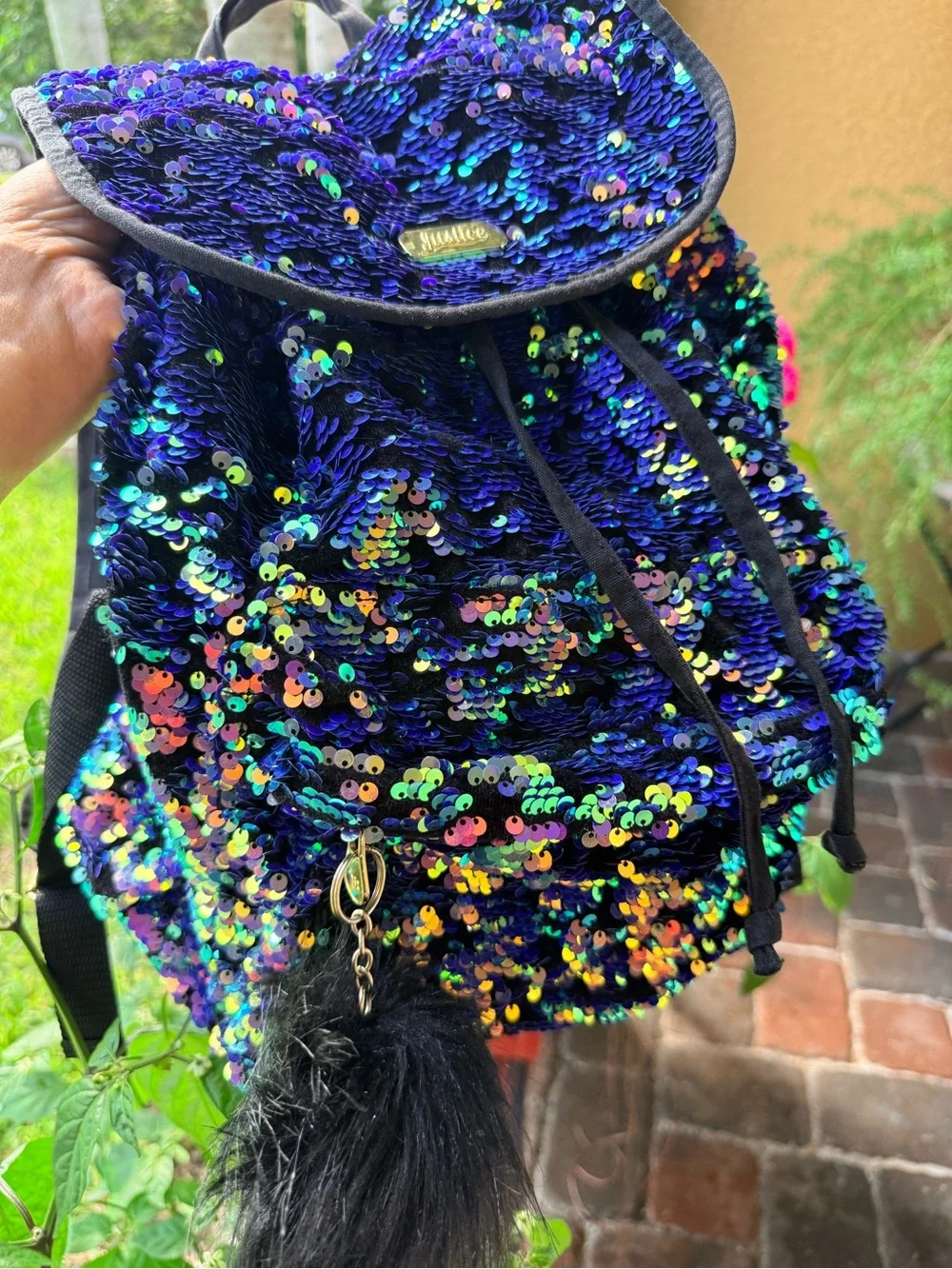 Justice Iridescent Sequin Backpack in Blue and Multicolor
